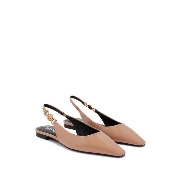 Versace Tan Patent leather Medusa-plaque slingback ballerina shoes IT 41 - Picture 1 of 14
